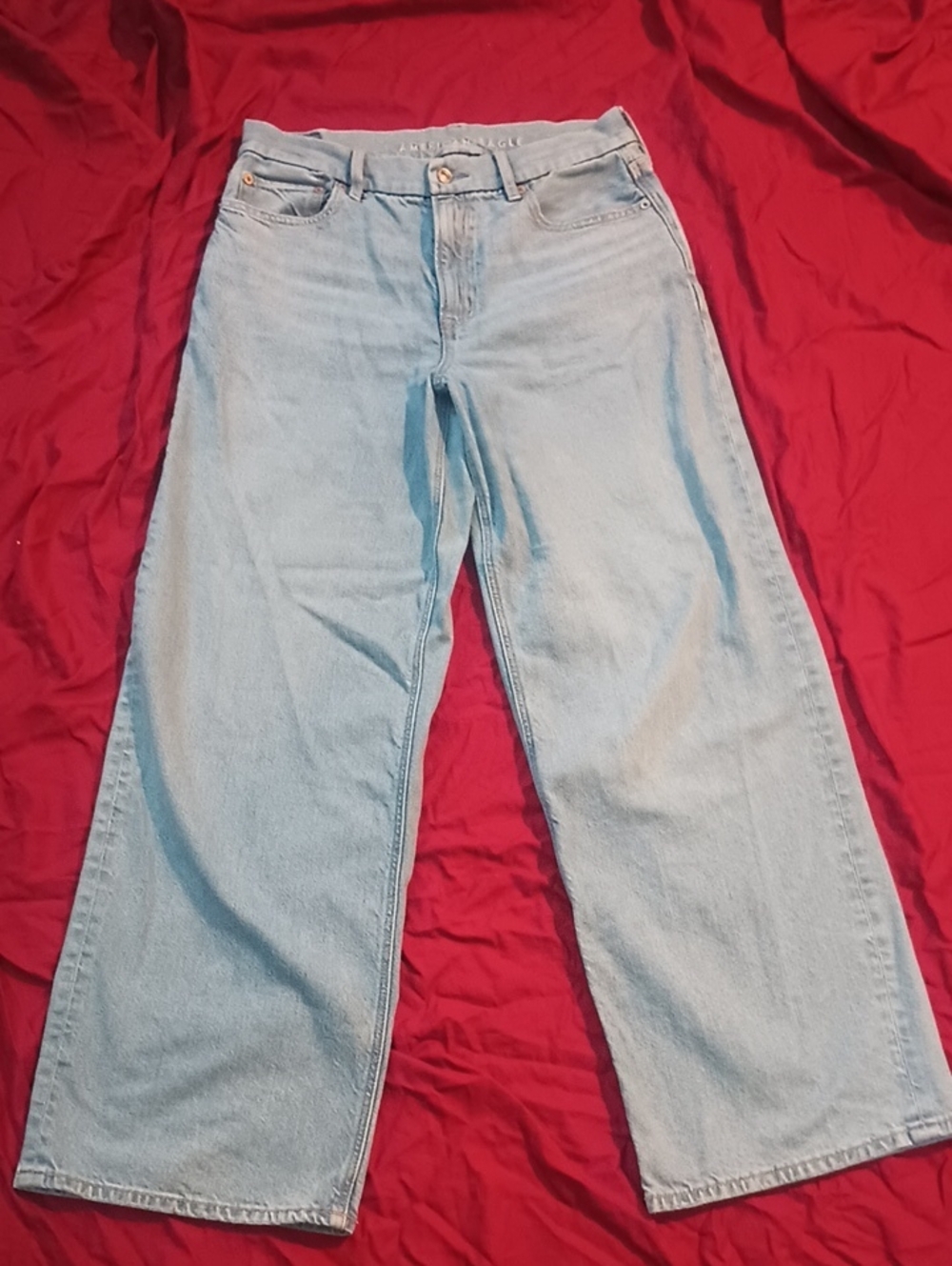 American Eagle Outfitters Light Blue Wide Leg Woman's Jeans Size 8 Stylish Comfy